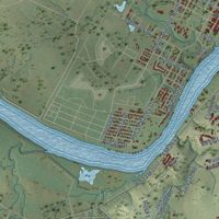 Second close-up of the map of Marble Falls, Texas print showing more streets and buildings