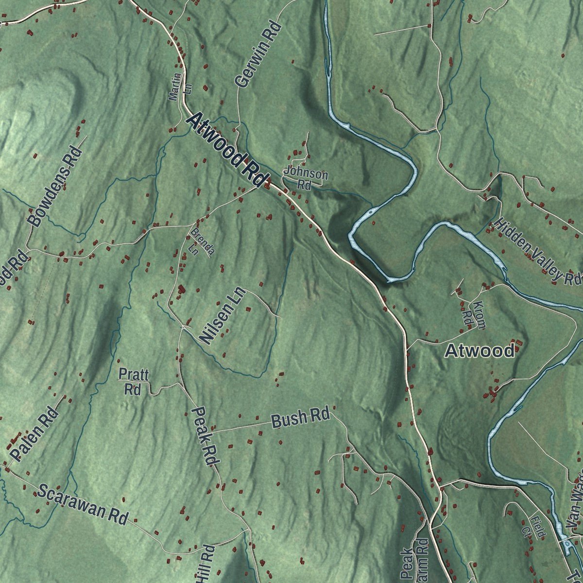 Second close-up of the map of Marbletown, New York print showing more streets and buildings