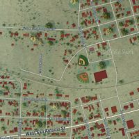 Second close-up of the map of Marfa, Texas print showing more streets and buildings