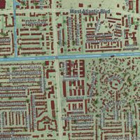 Second close-up of the map of Margate, Florida print showing more streets and buildings