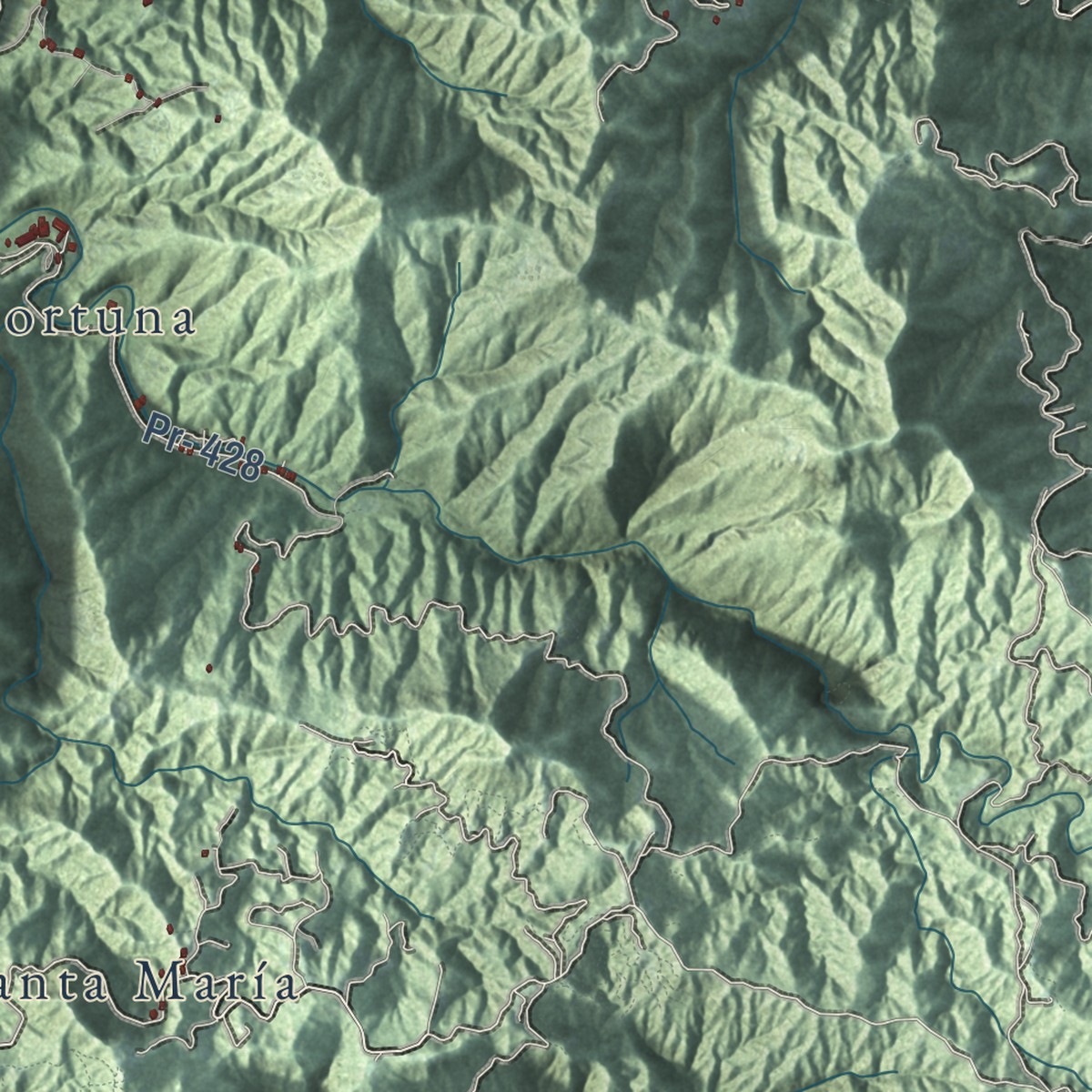Second close-up of the map of Maricao, Puerto Rico print showing more streets and buildings