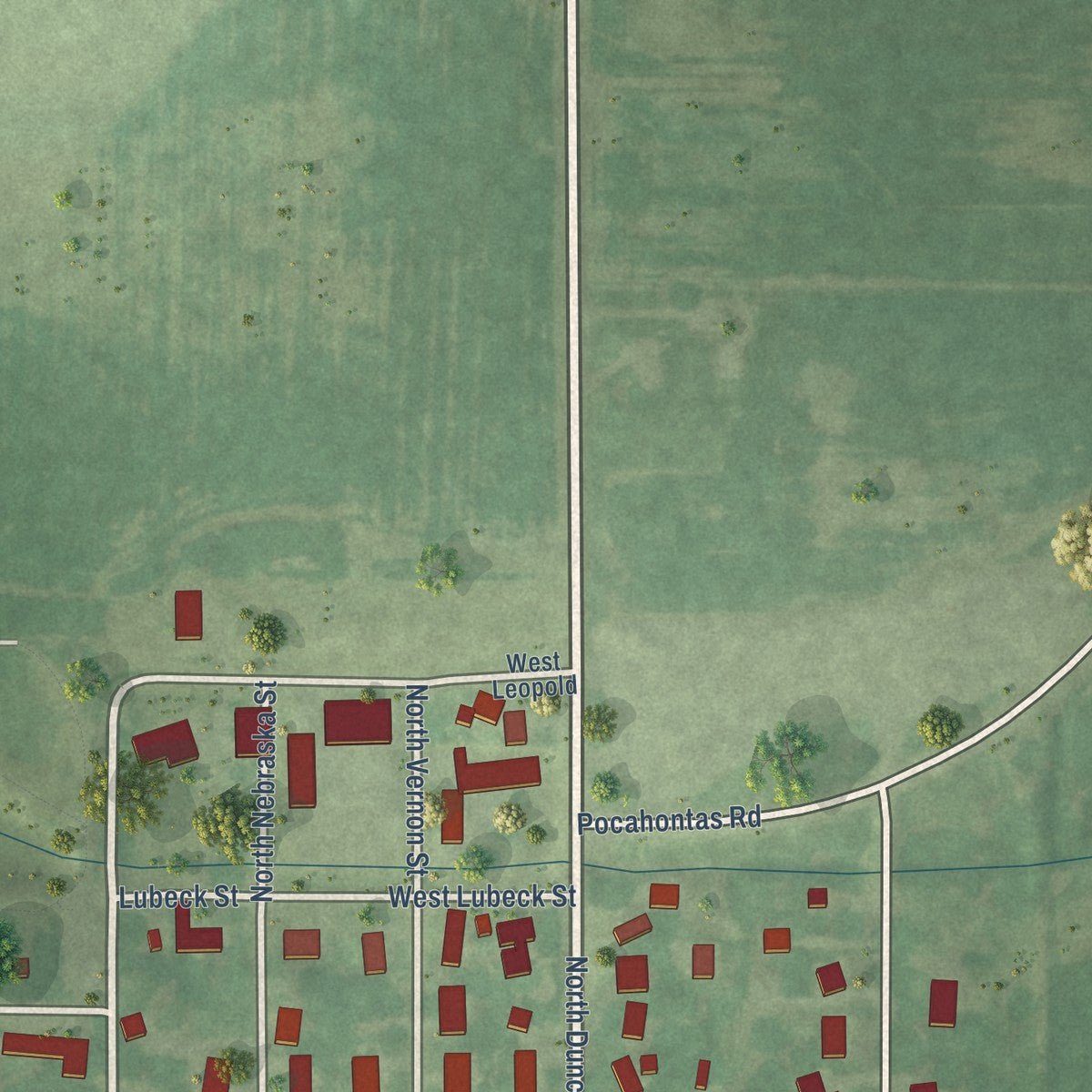 Second close-up of the map of Marine, Illinois print showing more streets and buildings