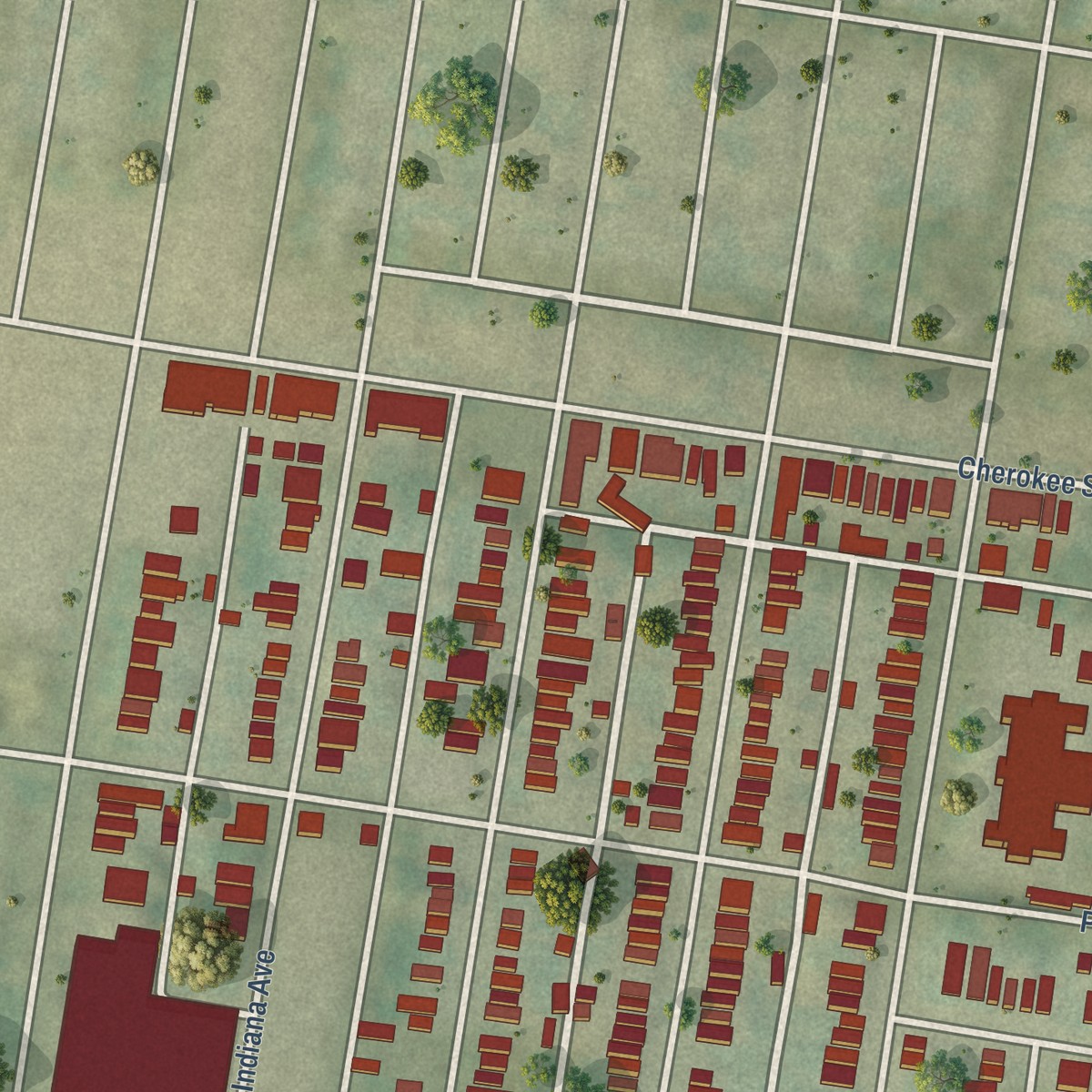 Second close-up of the map of Marine Villa, Missouri print showing more streets and buildings