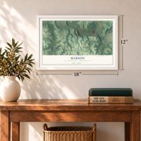 Marion, Beaver County, Pennsylvania map, 12 x 18 inch print in a white frame in an entryway