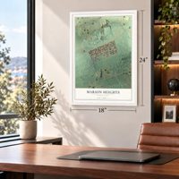 Marion Heights, Pennsylvania map, 18 x 24 inch print in a white frame in a home office