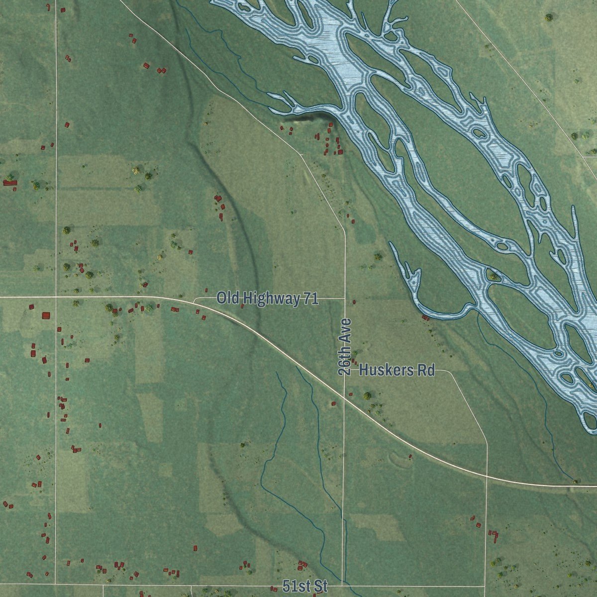 Second close-up of the map of Marion, Juneau County, Wisconsin print showing more streets and buildings