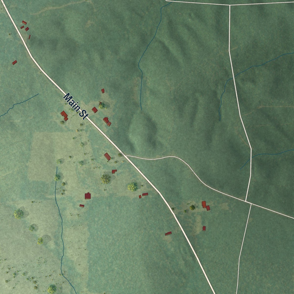 Second close-up of the map of Marion, Louisiana print showing more streets and buildings