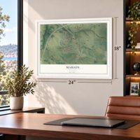 Marion, Minnesota map, 18 x 24 inch print in a white frame in a home office