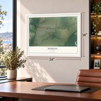 Marion, Oregon map, 18 x 24 inch print in a white frame in a home office