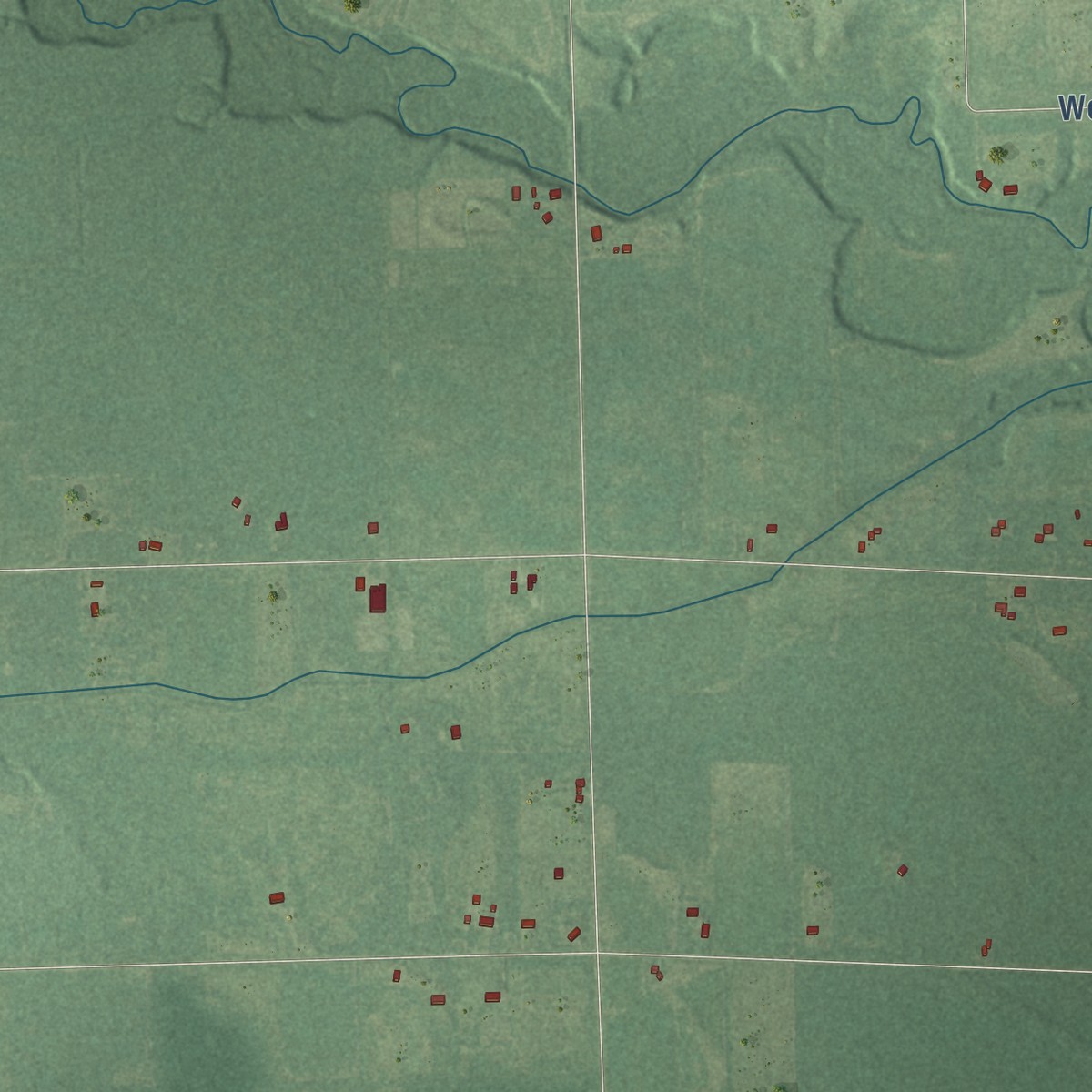 Second close-up of the map of Marion, Saginaw County, Michigan print showing more streets and buildings