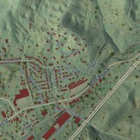 Second close-up of the map of Marion, Virginia print showing more streets and buildings