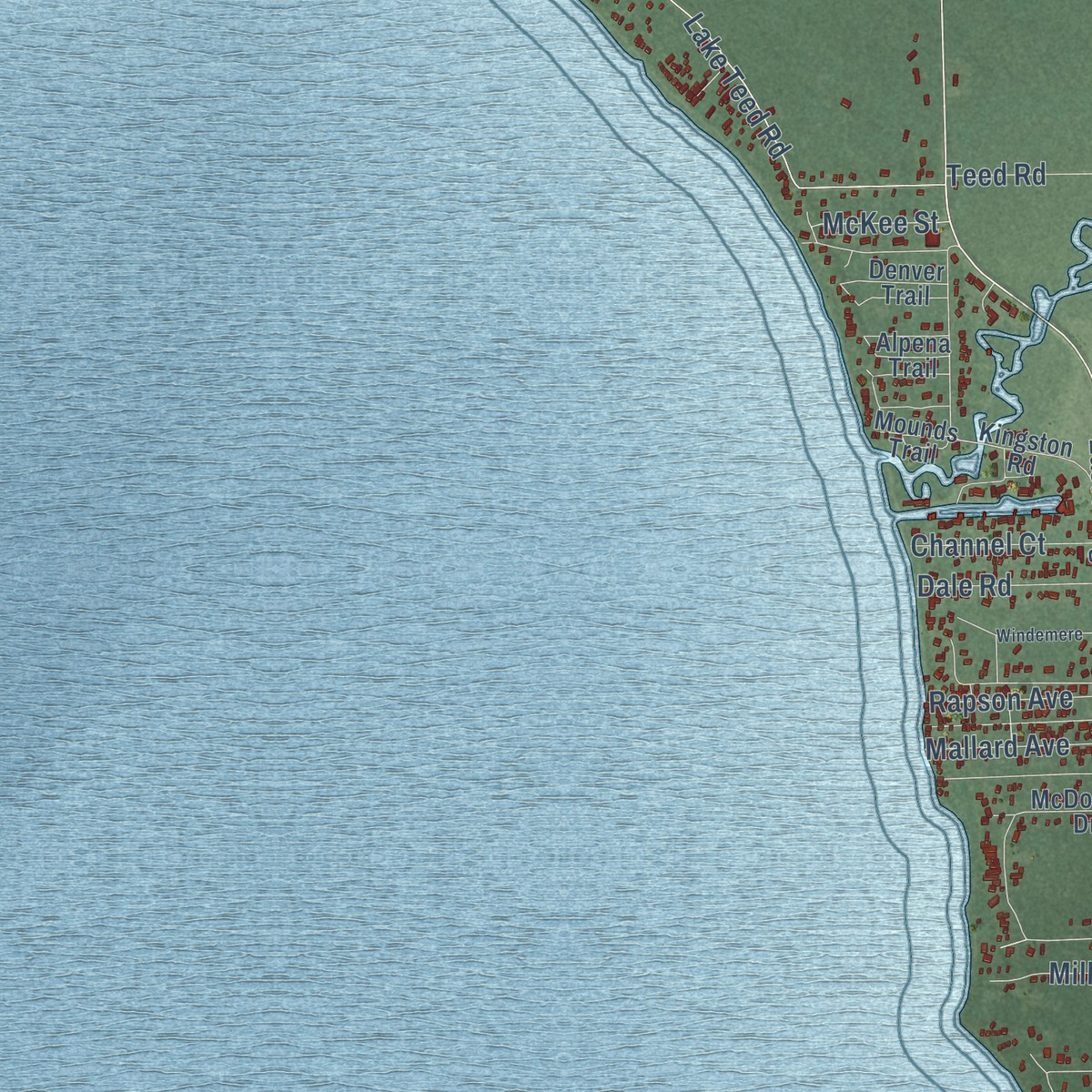Second close-up of the map of Markey, Michigan print showing more streets and buildings