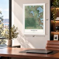 Markham, Florida map, 18 x 24 inch print in a white frame in a home office