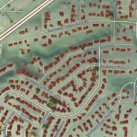 Second close-up of the map of Markham, Oregon print showing more streets and buildings