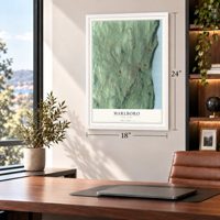 Marlboro, New York map, 18 x 24 inch print in a white frame in a home office