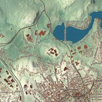 Close-up of the map of Marlborough, Massachusetts print showing terrain and local geography