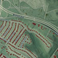 Second close-up of the map of Marlow Heights, Maryland print showing more streets and buildings