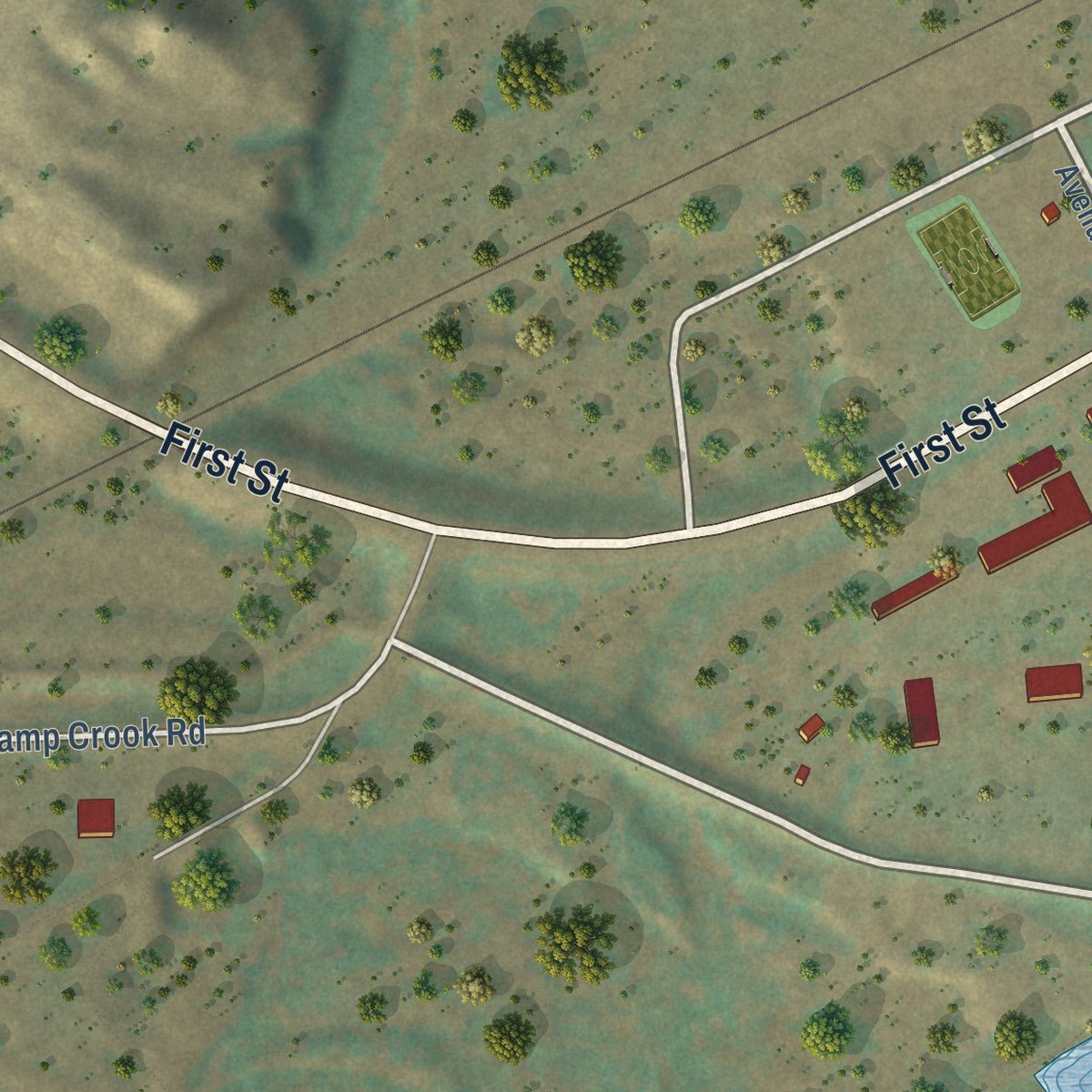 Second close-up of the map of Marmarth, North Dakota print showing more streets and buildings