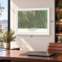 Marmarth, North Dakota map, 18 x 24 inch print in a white frame in a home office