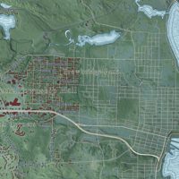 Second close-up of the map of Marquette, Marquette County, Michigan print showing more streets and buildings
