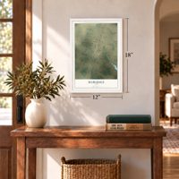 Marquez, Texas map, 12 x 18 inch print in a white frame in an entryway
