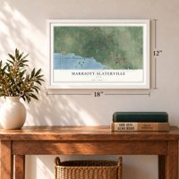 Marriott-Slaterville, Utah map, 12 x 18 inch print in a white frame in an entryway