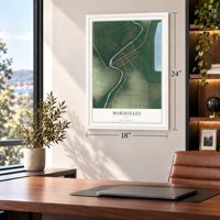 Marseilles, Ohio map, 18 x 24 inch print in a white frame in a home office