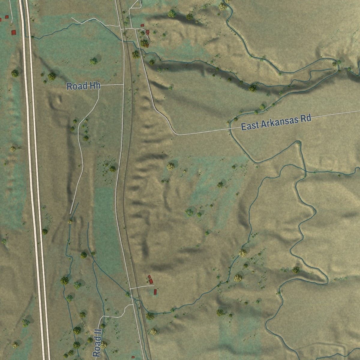Second close-up of the map of Marsh Valley, Idaho print showing more streets and buildings