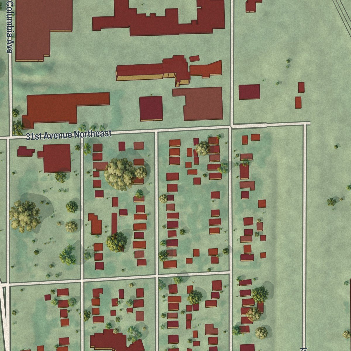 Second close-up of the map of Marshall Terrace, Minnesota print showing more streets and buildings