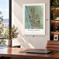 Marshall Terrace, Minnesota map, 18 x 24 inch print in a white frame in a home office