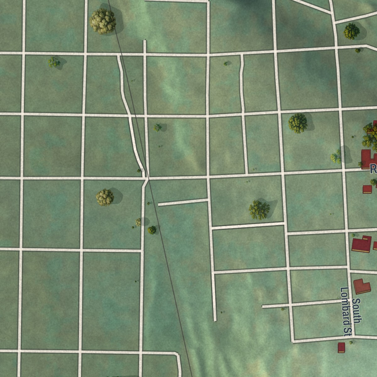 Second close-up of the map of Marshallton, Pennsylvania print showing more streets and buildings