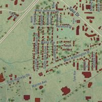 Second close-up of the map of Marshfield, Missouri print showing more streets and buildings