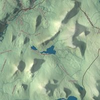 Close-up of the map of Marshfield, Vermont print showing terrain and local geography