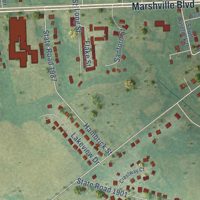 Second close-up of the map of Marshville, North Carolina print showing more streets and buildings