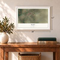 Mart, Texas map, 12 x 18 inch print in a white frame in an entryway