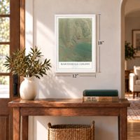 Martinsdale Colony, Montana map, 12 x 18 inch print in a white frame in an entryway