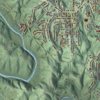 Second close-up of the map of Martinsville, Virginia print showing more streets and buildings