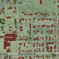 Second close-up of the map of Mason City, Illinois print showing more streets and buildings