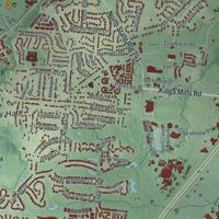 Second close-up of the map of Mason, Ohio print showing more streets and buildings