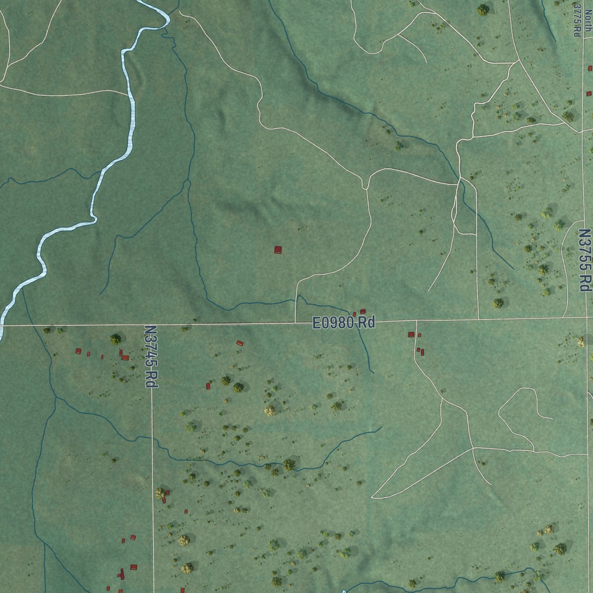 Second close-up of the map of Mason, Oklahoma print showing more streets and buildings