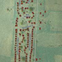 Second close-up of the map of Mason, Tennessee print showing more streets and buildings