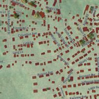 Second close-up of the map of Masontown, Pennsylvania print showing more streets and buildings