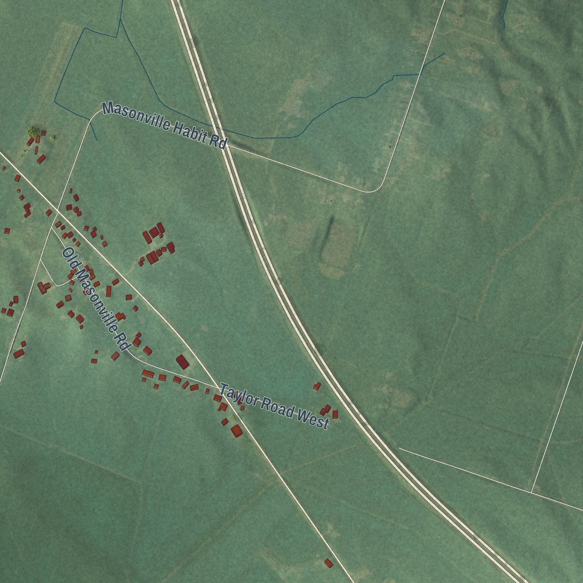 Second close-up of the map of Masonville, Kentucky print showing more streets and buildings