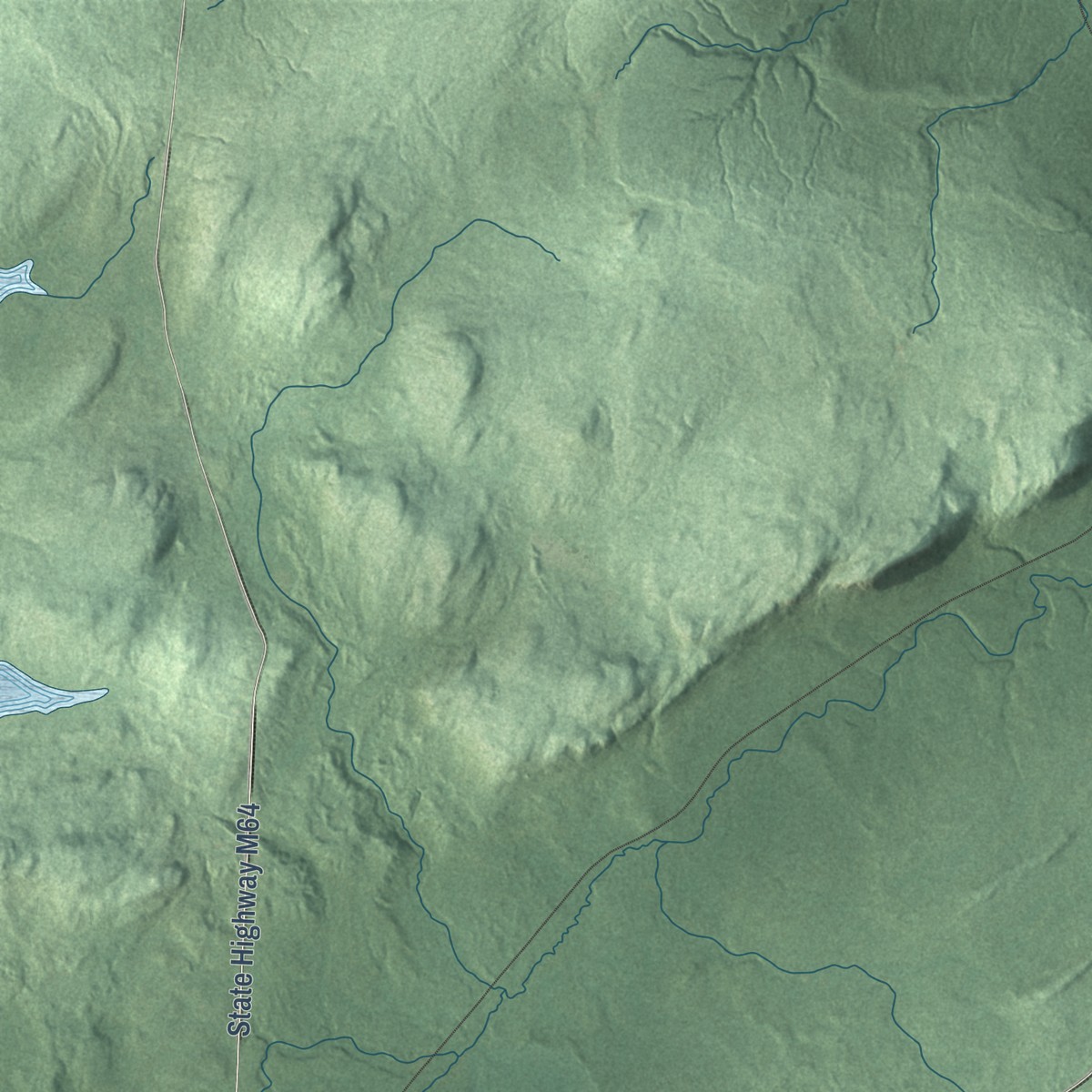 Second close-up of the map of Matchwood, Michigan print showing more streets and buildings