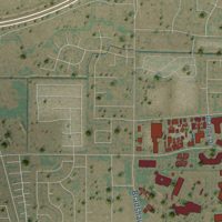 Second close-up of the map of Mather, California print showing more streets and buildings