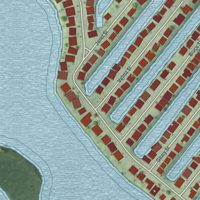 Second close-up of the map of Matlacha, Florida print showing more streets and buildings