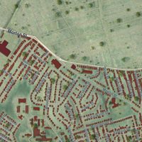 Second close-up of the map of Mattapan, Massachusetts print showing more streets and buildings