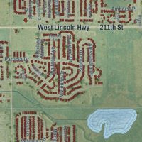 Second close-up of the map of Matteson, Illinois print showing more streets and buildings