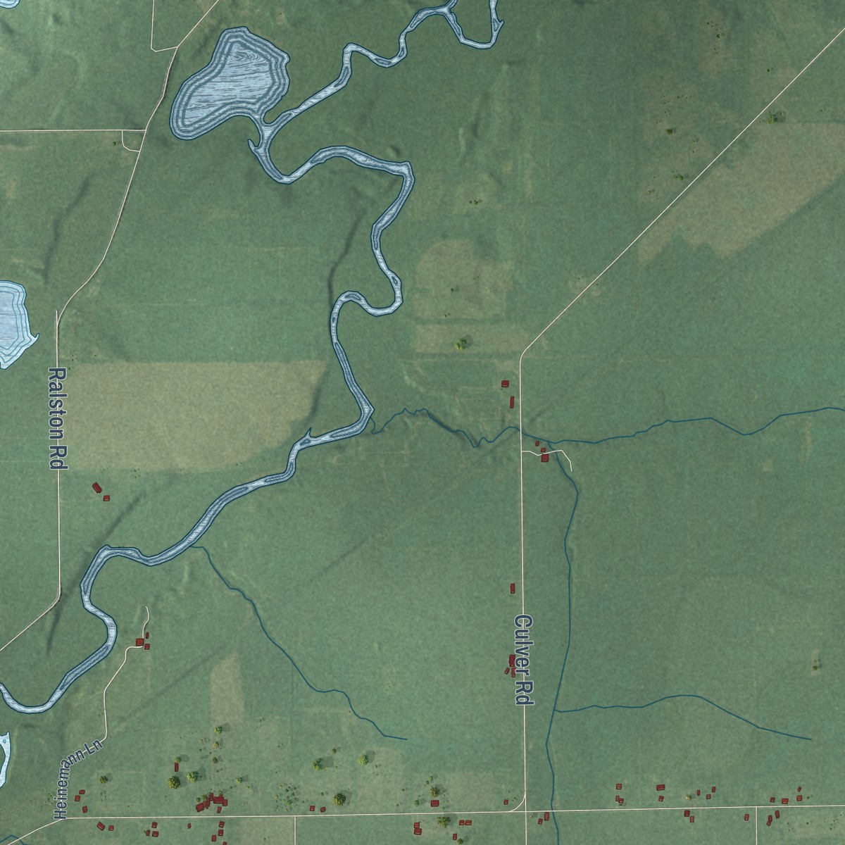 Second close-up of the map of Matteson, Michigan print showing more streets and buildings