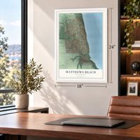 Matthews Beach, Washington map, 18 x 24 inch print in a white frame in a home office